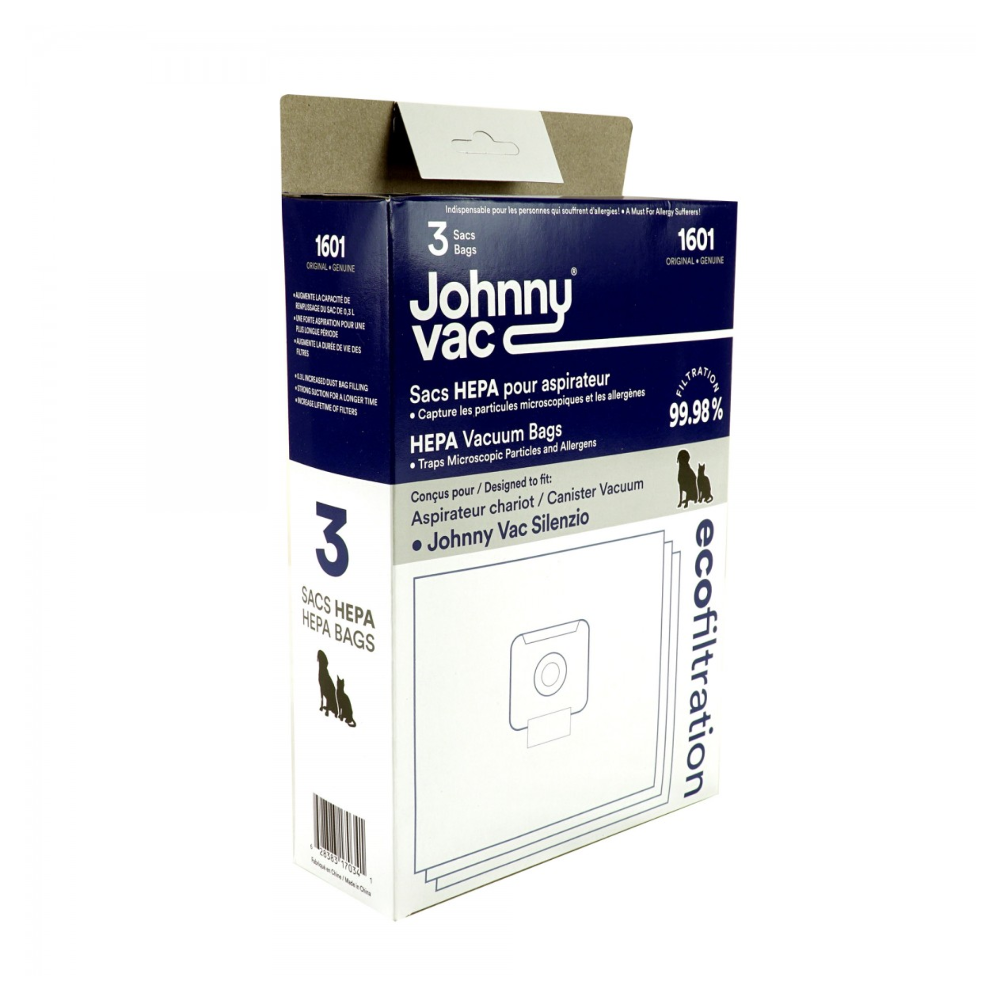 Microfilter Hepa Bag for Johnny Vac Canister Vacuum Model Silenzio