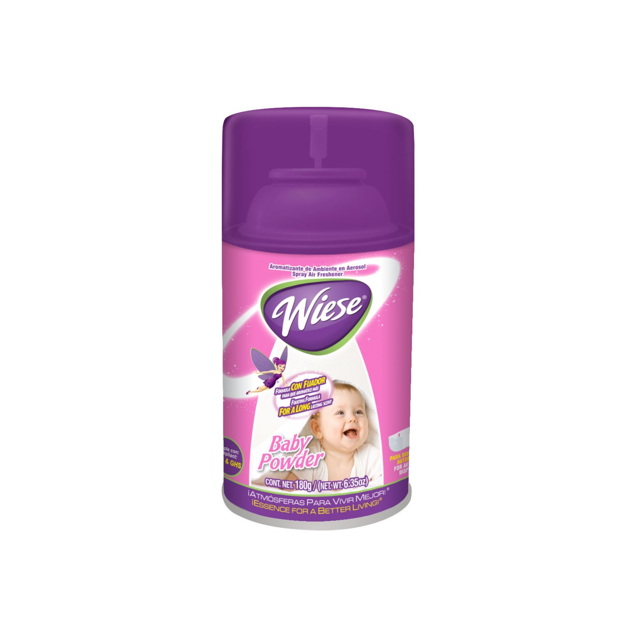 Déodorisant en aérosol intermittent - parfum poudre pour bébé - 180 ml (6,2 oz) - Wiese NAEDC12