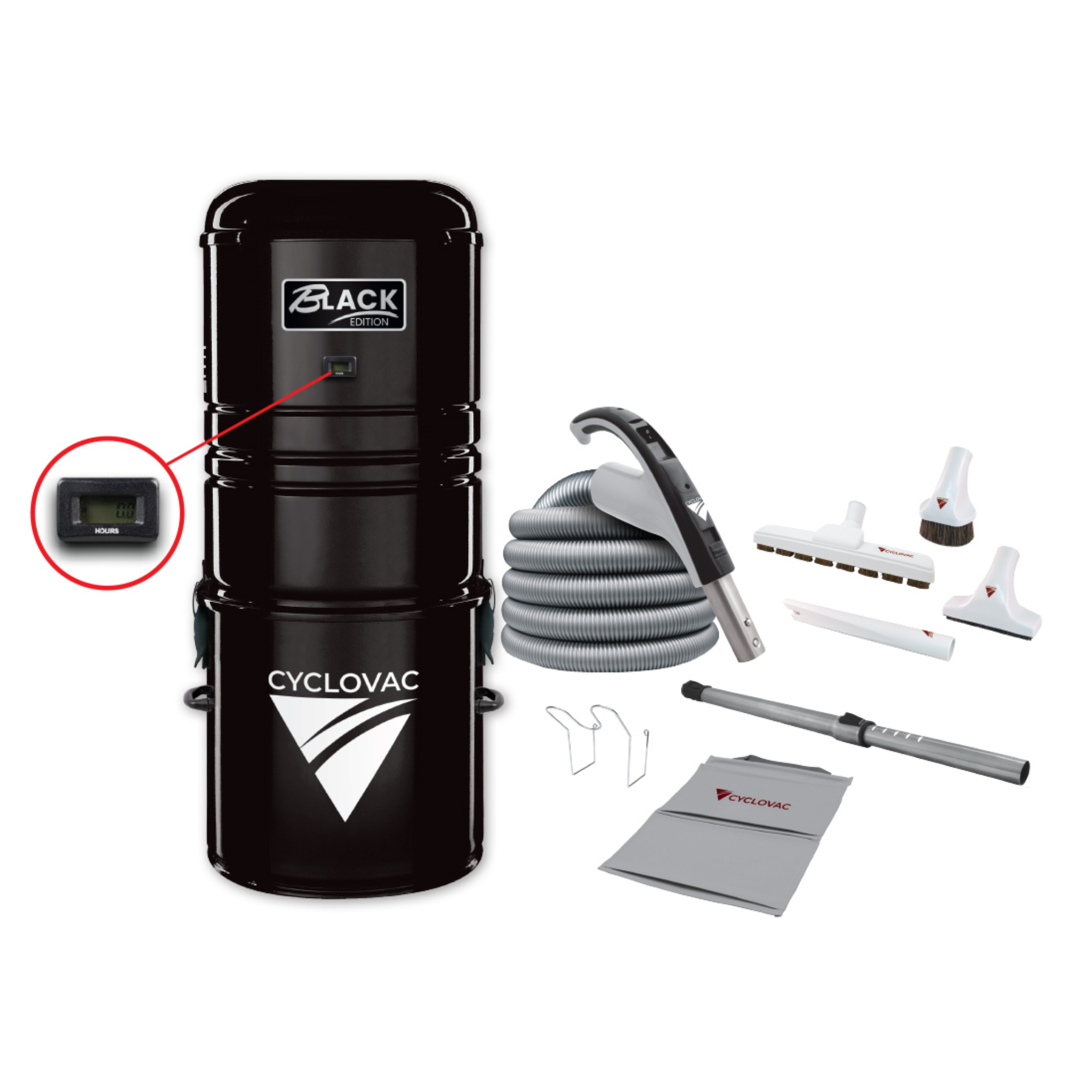 125 Black Edition Central Vacuum with bag and 24V Super Deluxe accessory kit - 35 ft. (10.67 m) hose