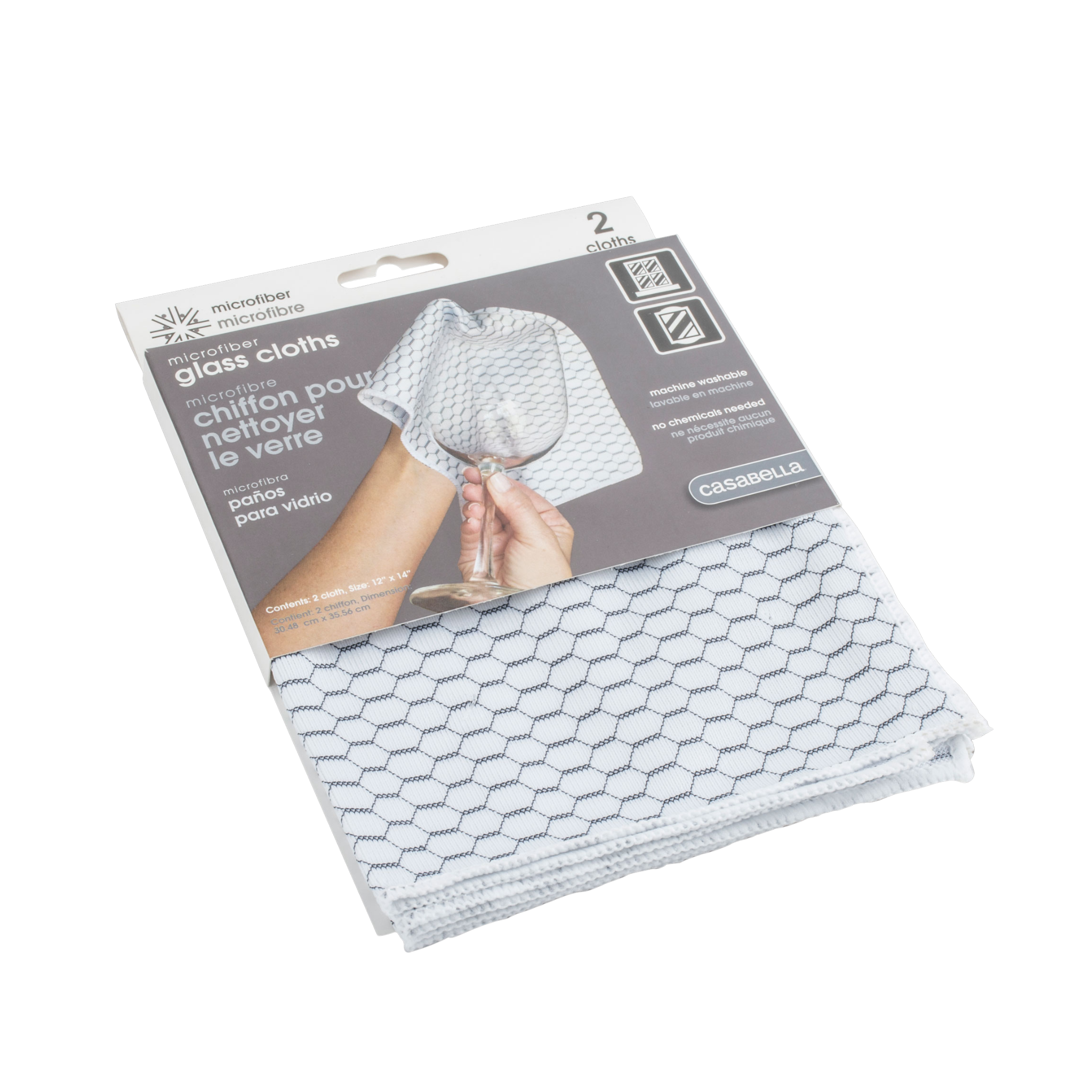 Casabella Microfiber White and Black Honeycomb Glass Cloth