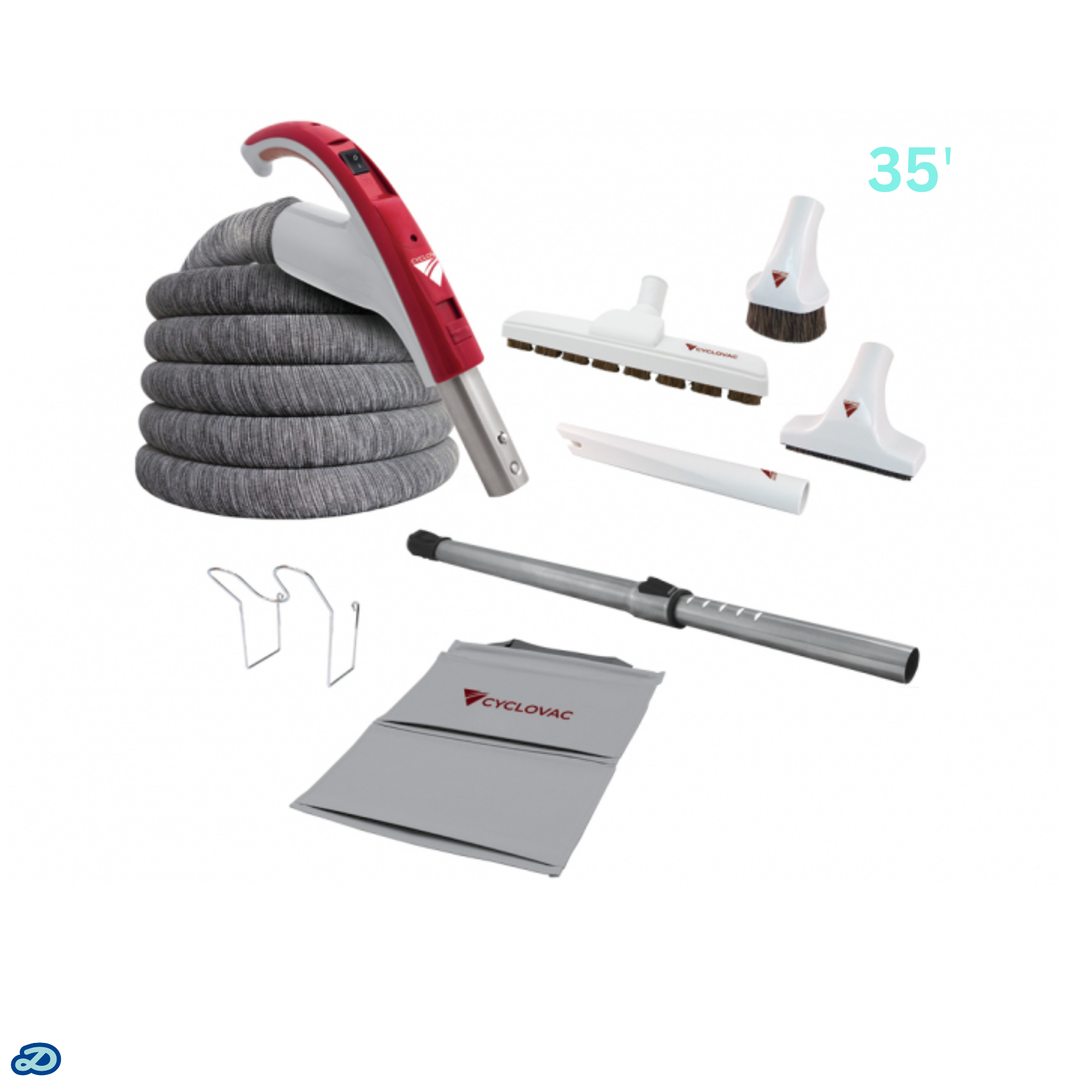 Attachment kit 24V with SoftTouch hose and Exclusive Cyclovac handle (35')