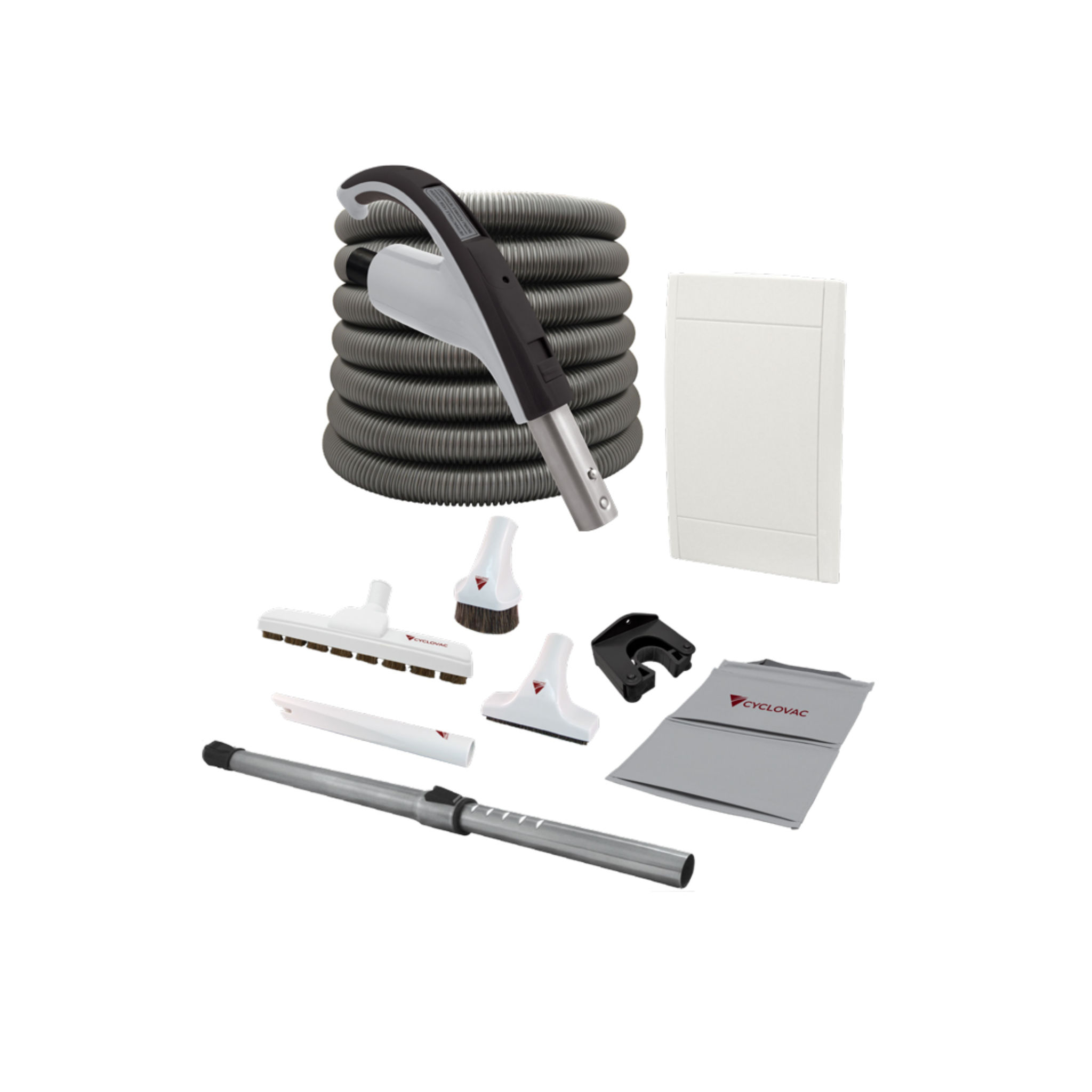 Retraflex Combo - 125 Black Edition central vacuum with bag and 1 retractable hose inlet, including accessories and installation kit - 40' (12.19 m) - Speedyflex hose