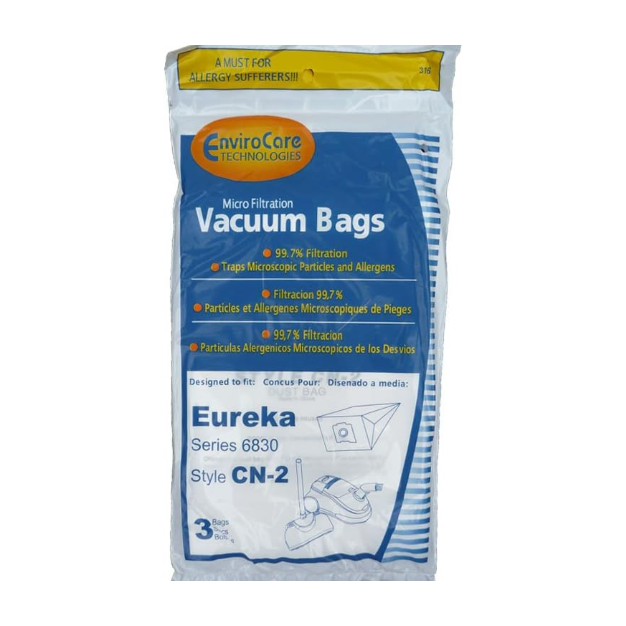 Envirocare 316 Microfilter Bags – Eureka CN-2 / 6380 Series (Pack of 3)