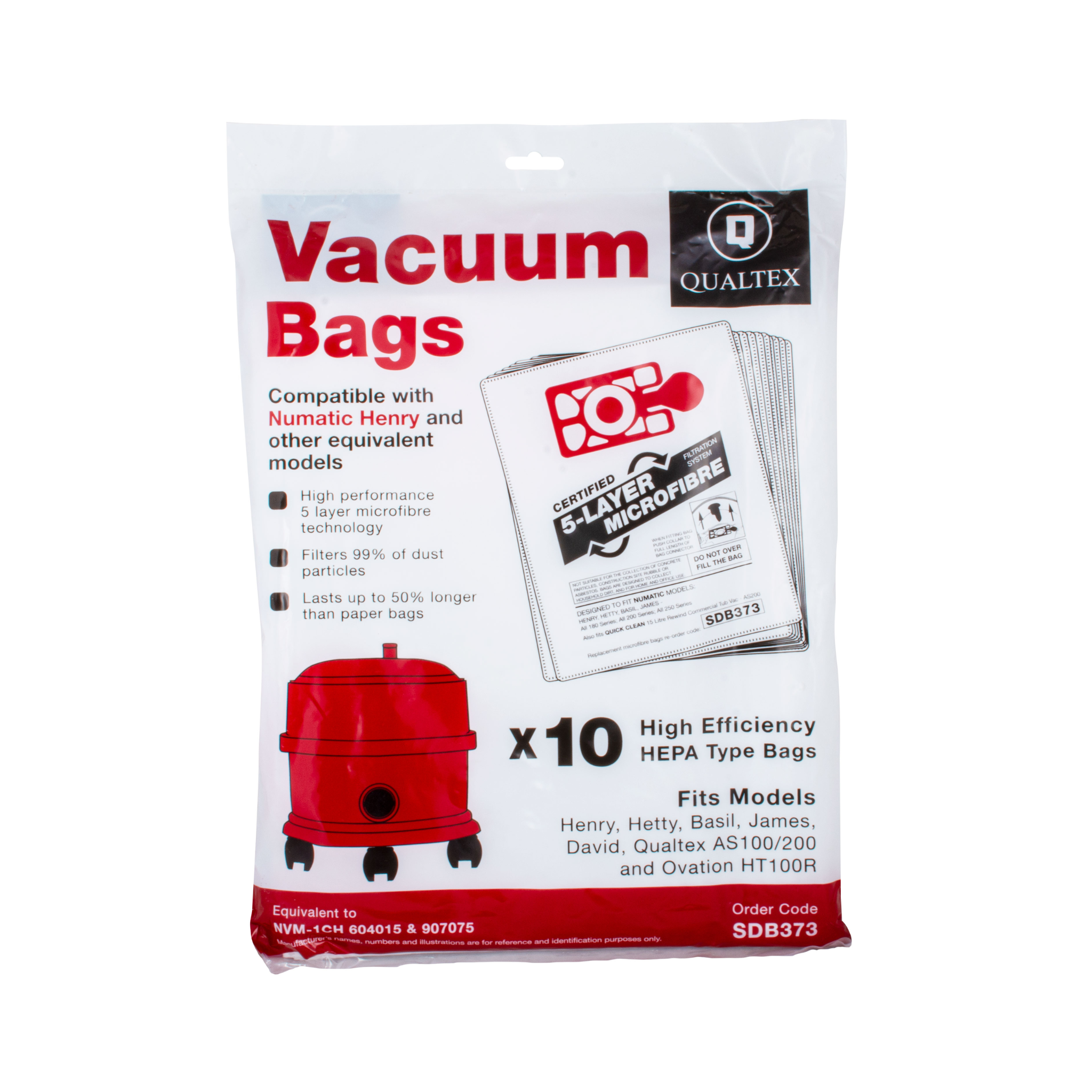 Bag Pack of 10 with 5-Layer Filtration for Canister Vacuum