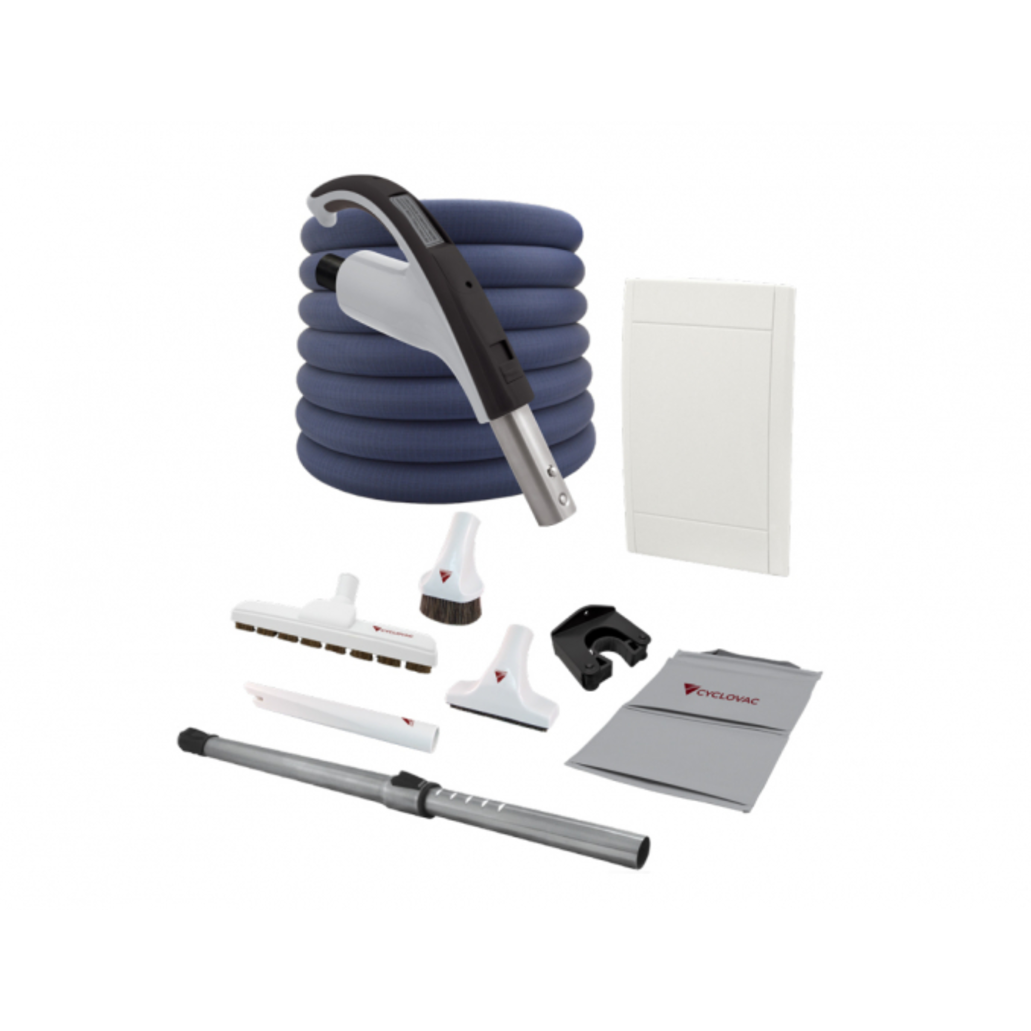 Retraflex Combo - 125 Black Edition central vacuum with bag and 1 retractable hose inlet, including accessories and installation kit - 30' (9.14 m) - Softtouch hose