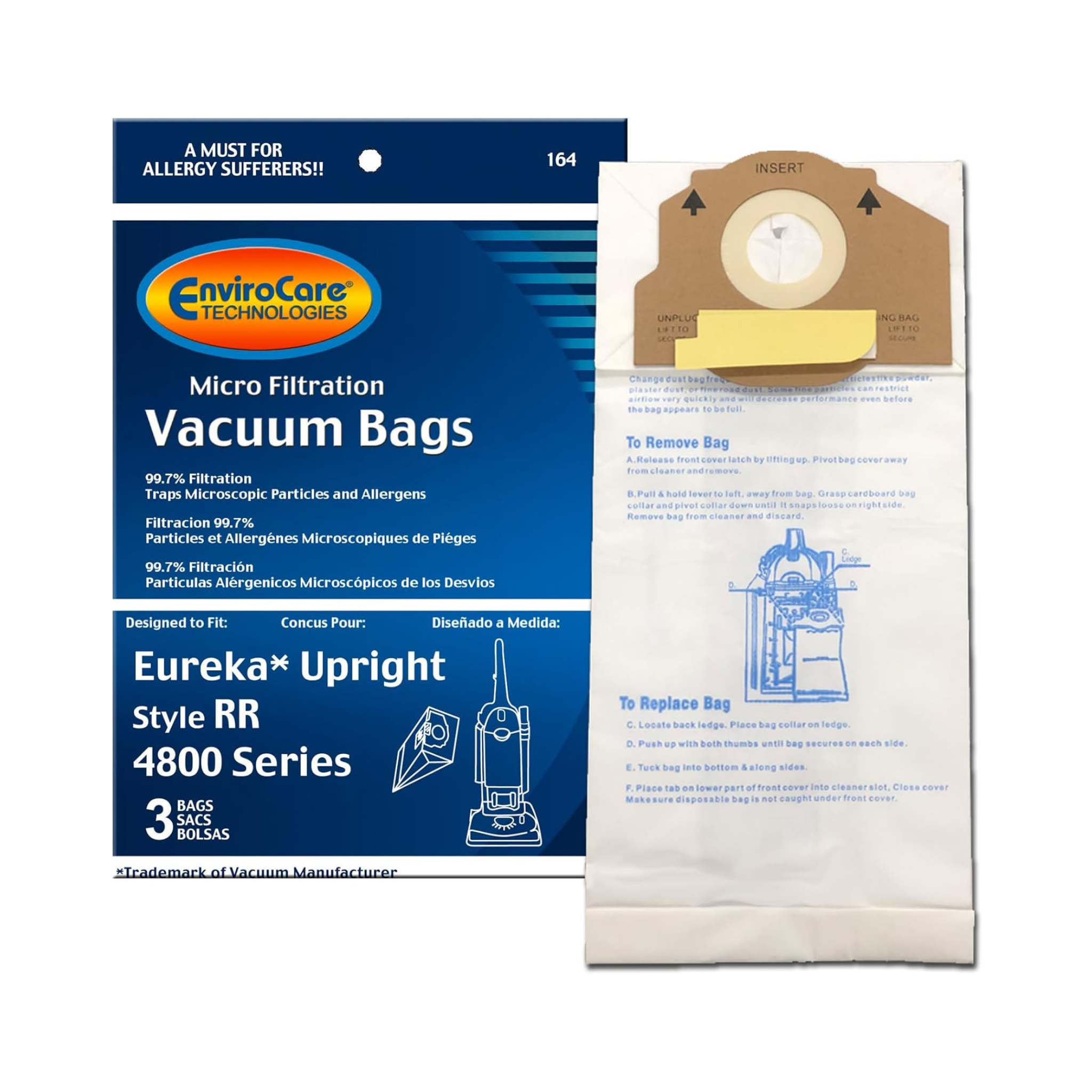 Eureka Style RR Vacuum Bags Microfiltration with Closure - 3 Pack