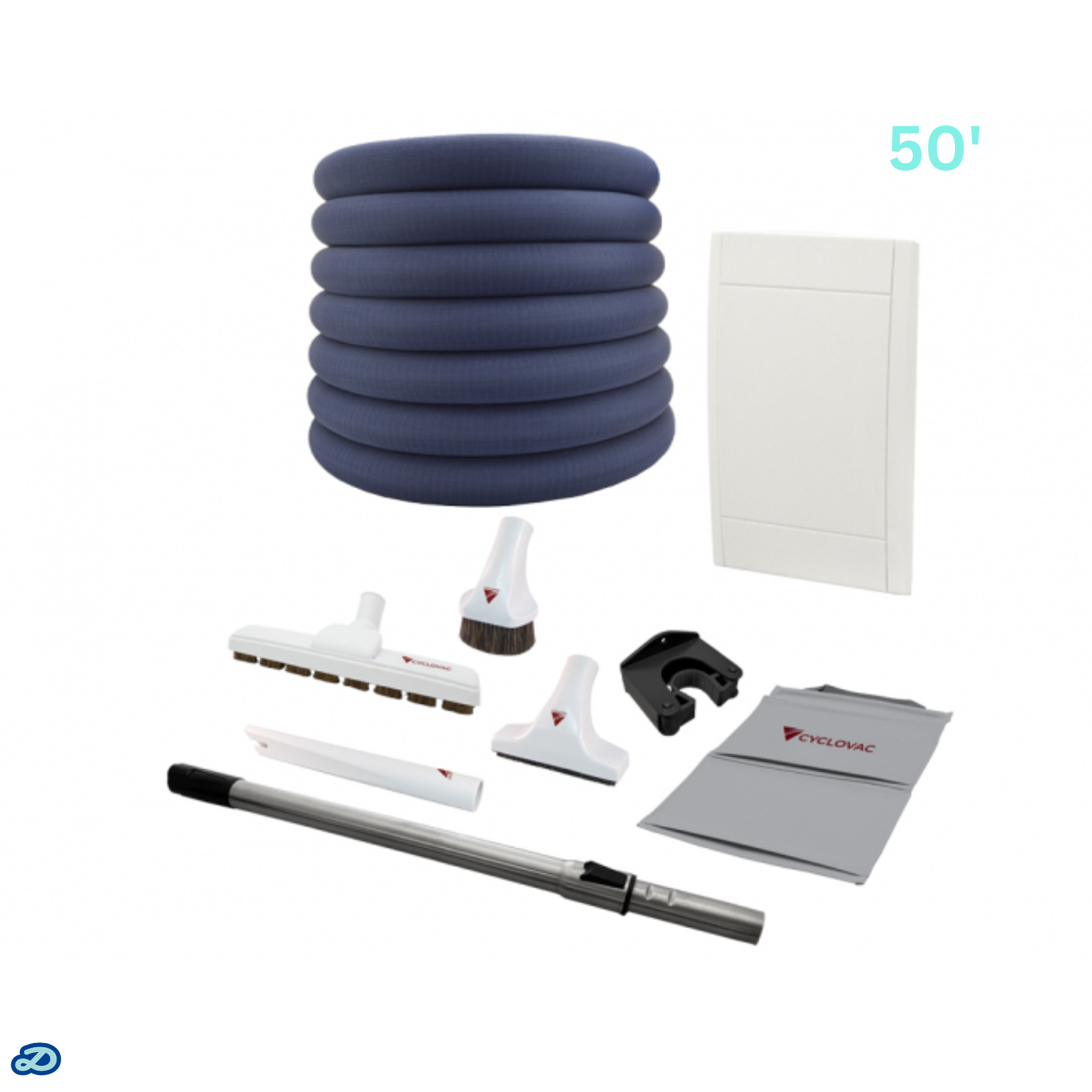 Ensemble de fixation Retraflex avec tuyau SoftTouch et brosse Super Luxe (50')