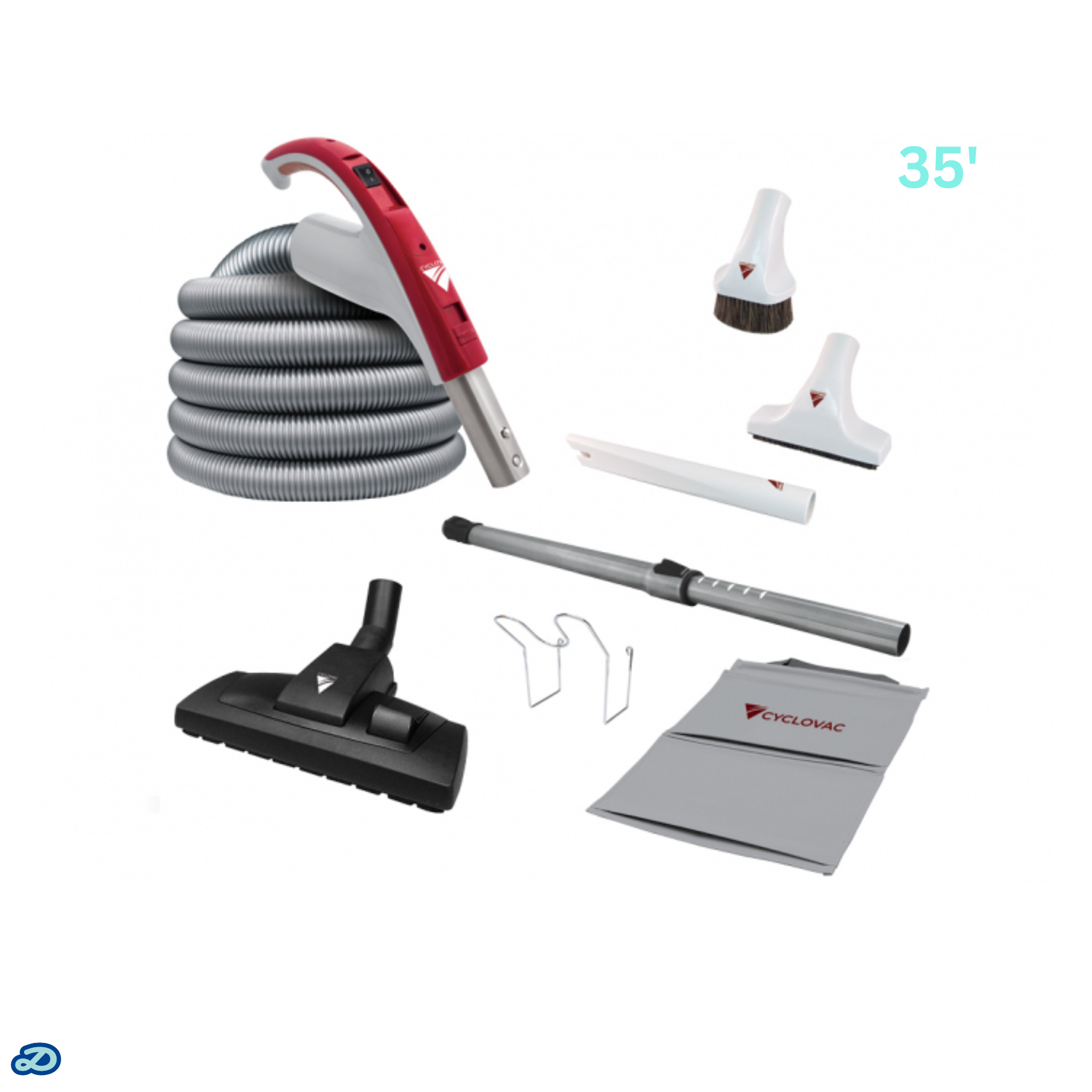 Attachment kit 24V with Europa brush floor and carpet combination (35')