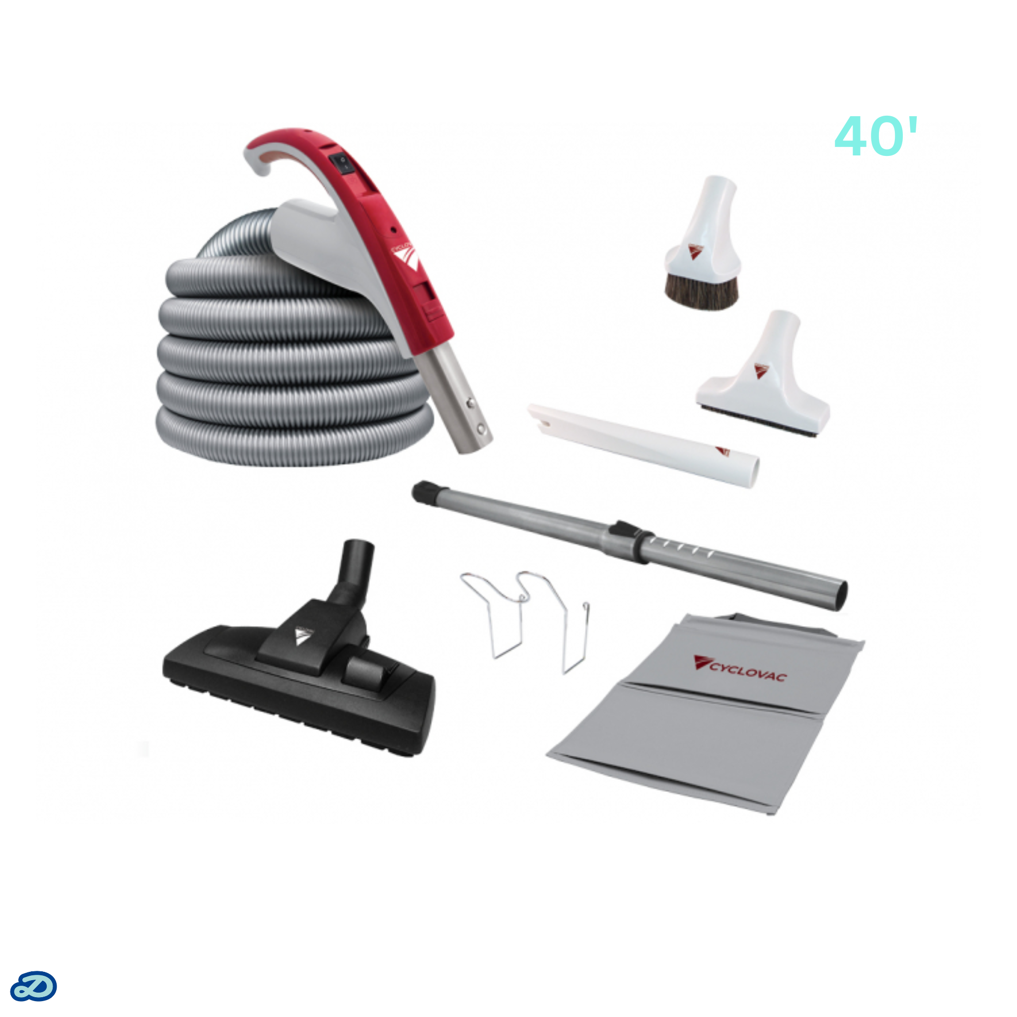 Attachment kit 24V with Europa brush floor and carpet combination (40')