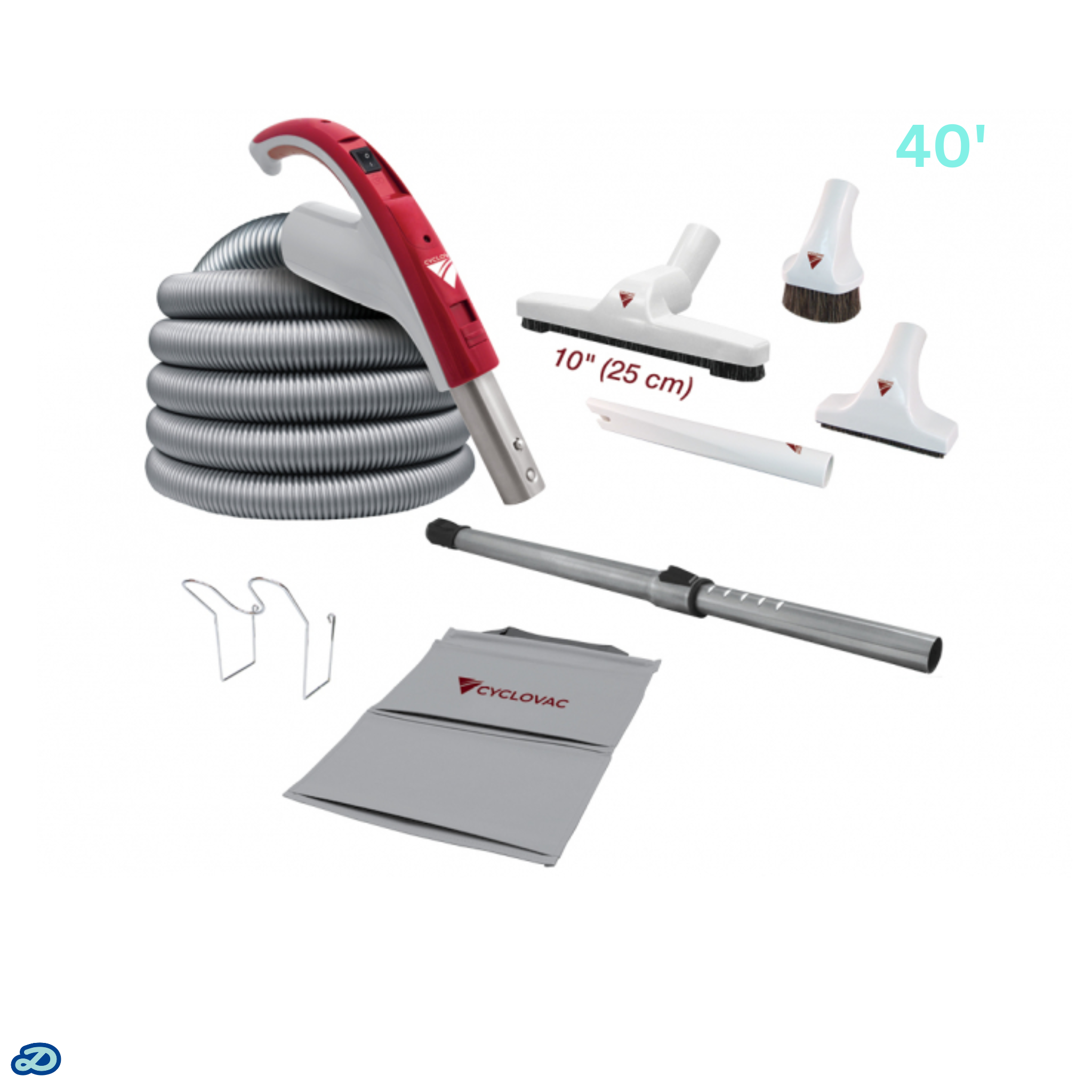 Kit d'accessoires 24 V avec brosse De Luxe 10" (40')