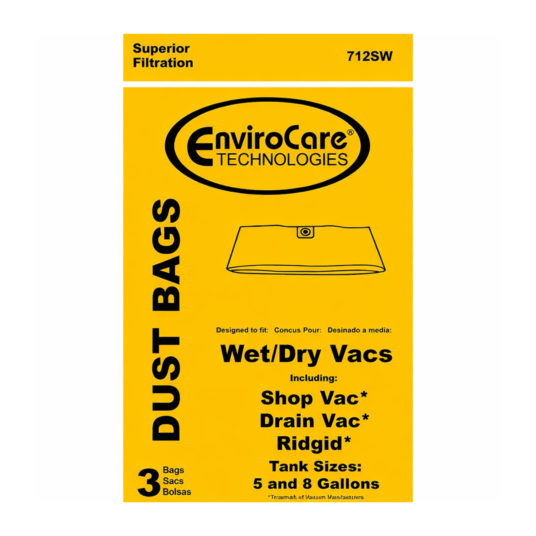 EnviroCare Replacement Vacuum Cleaner Dust Bags for 5 and 8 Gallon Wet Dry Vacuums