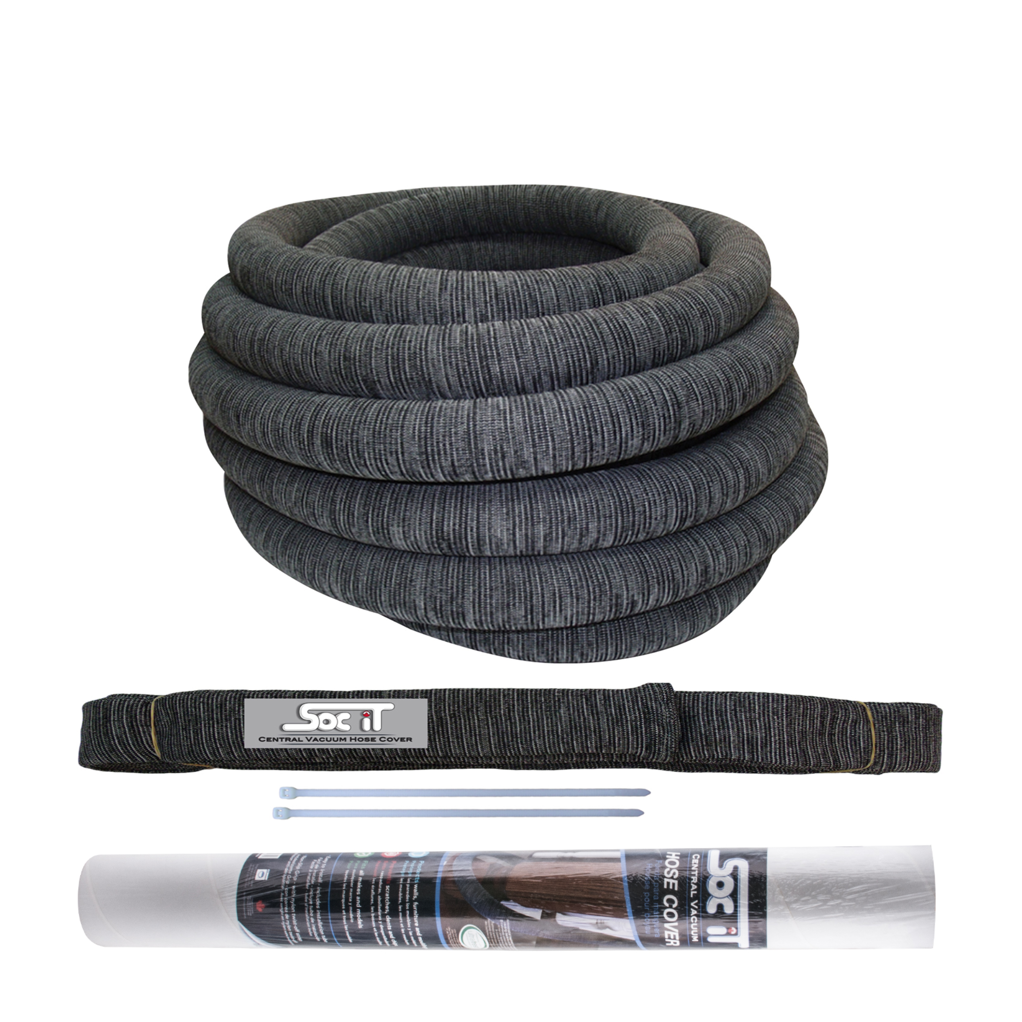 Central Vacuum Hose Sock 35' Charcoal Grey
