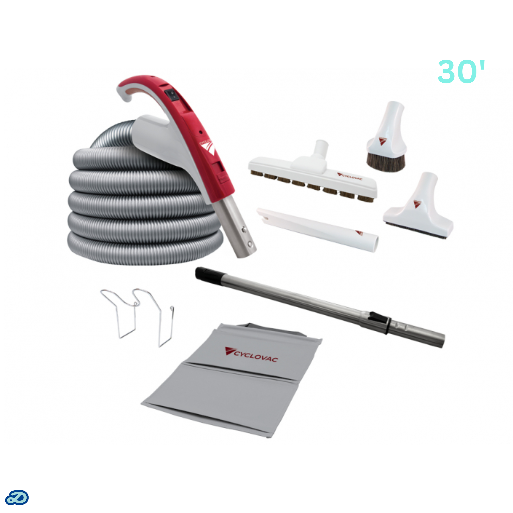 Attachment kit 24V with Exclusive Cyclovac hose and handle - Super Luxe brush (30')