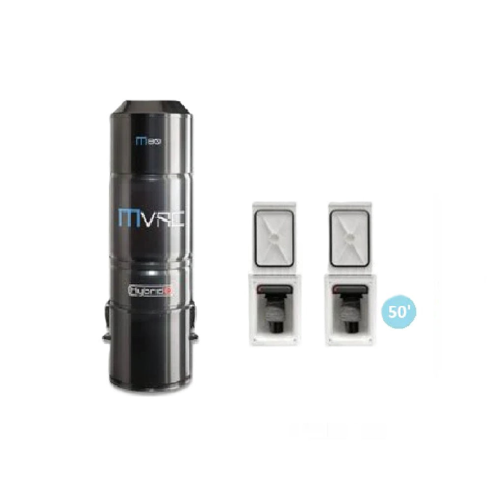 MVac M80 avec deux ensembles de tuyaux rétractables de 50 pieds