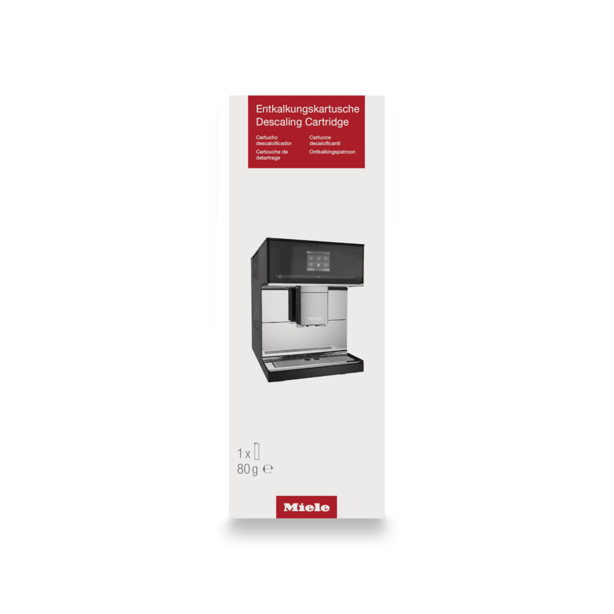 Descaling cartridge for automatic descaling of Miele coffee machines.