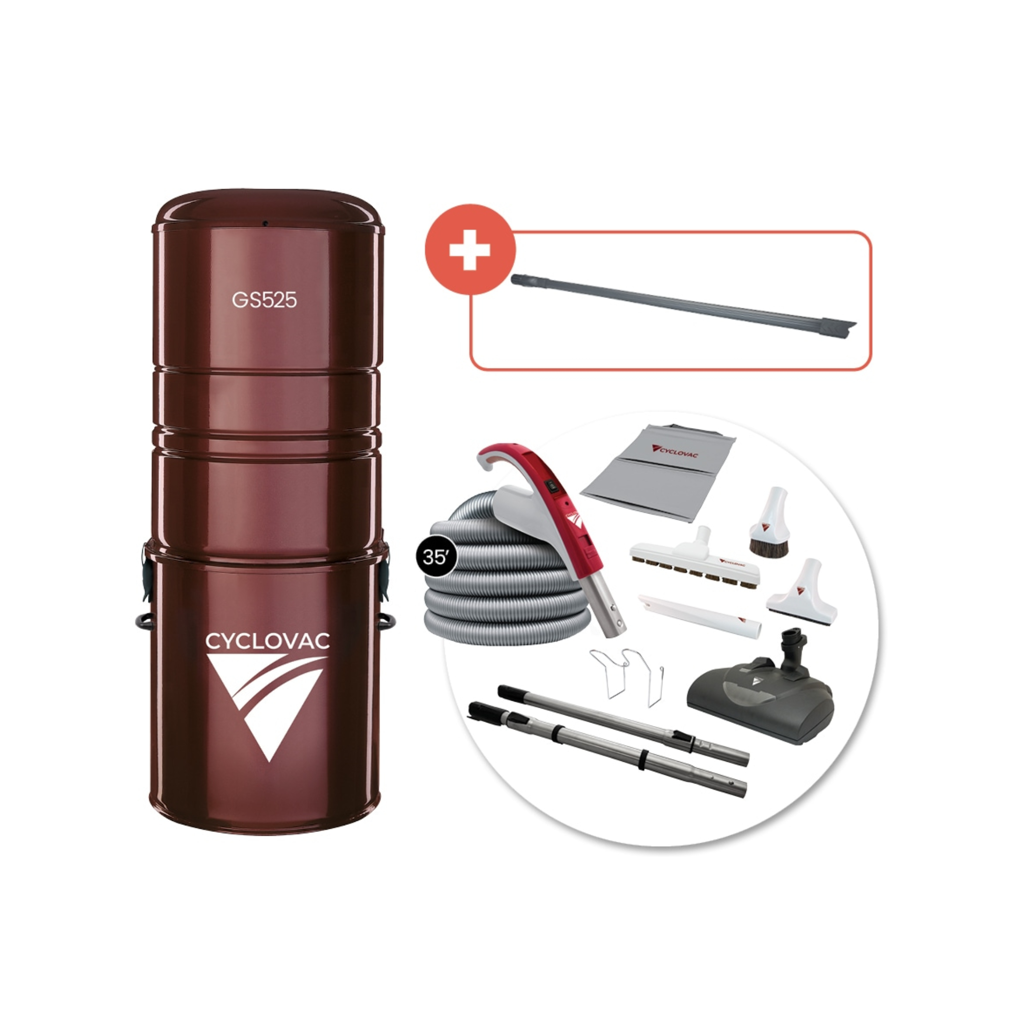 Central vacuum 525 - With bag - Electric attachments kit 110/24V