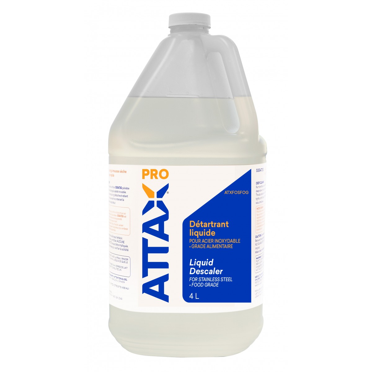 Détartrant liquide pour acier inoxydable (qualité alimentaire) - 4 L (1,06 gal) - Attax® Pro