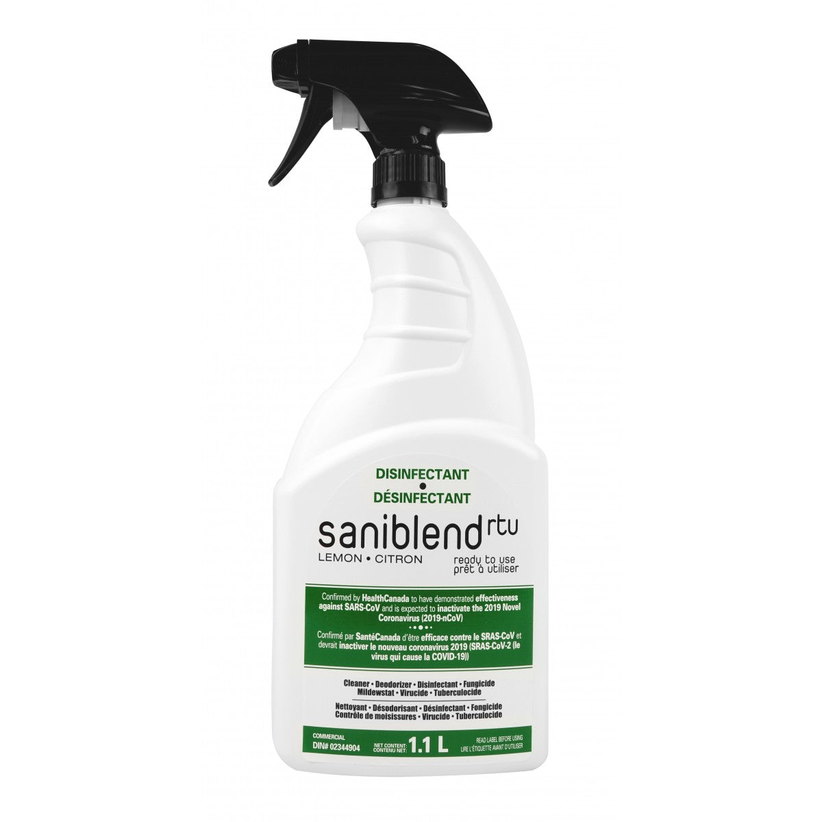 Cleaner - Deodorizer - Disinfectant - Ready to Use - Lemon - Saniblend RTU - 1.1 L (0.29 gal)