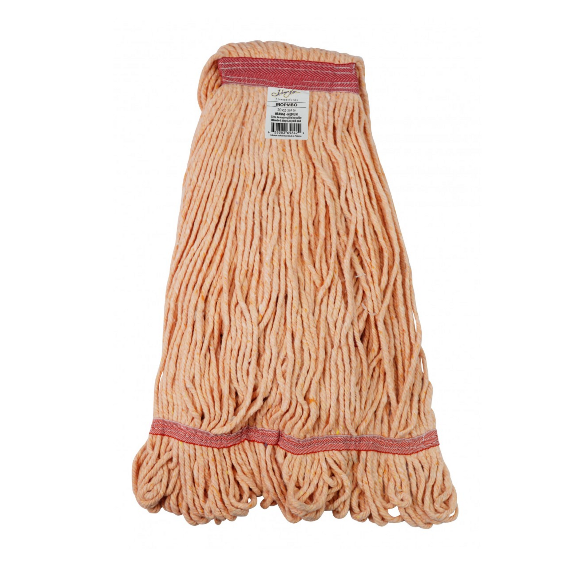 Tête de rechange synthétique pour balai humide (590 g) - avec bandes étroites et extrémité bouclée - Orange - Moyen