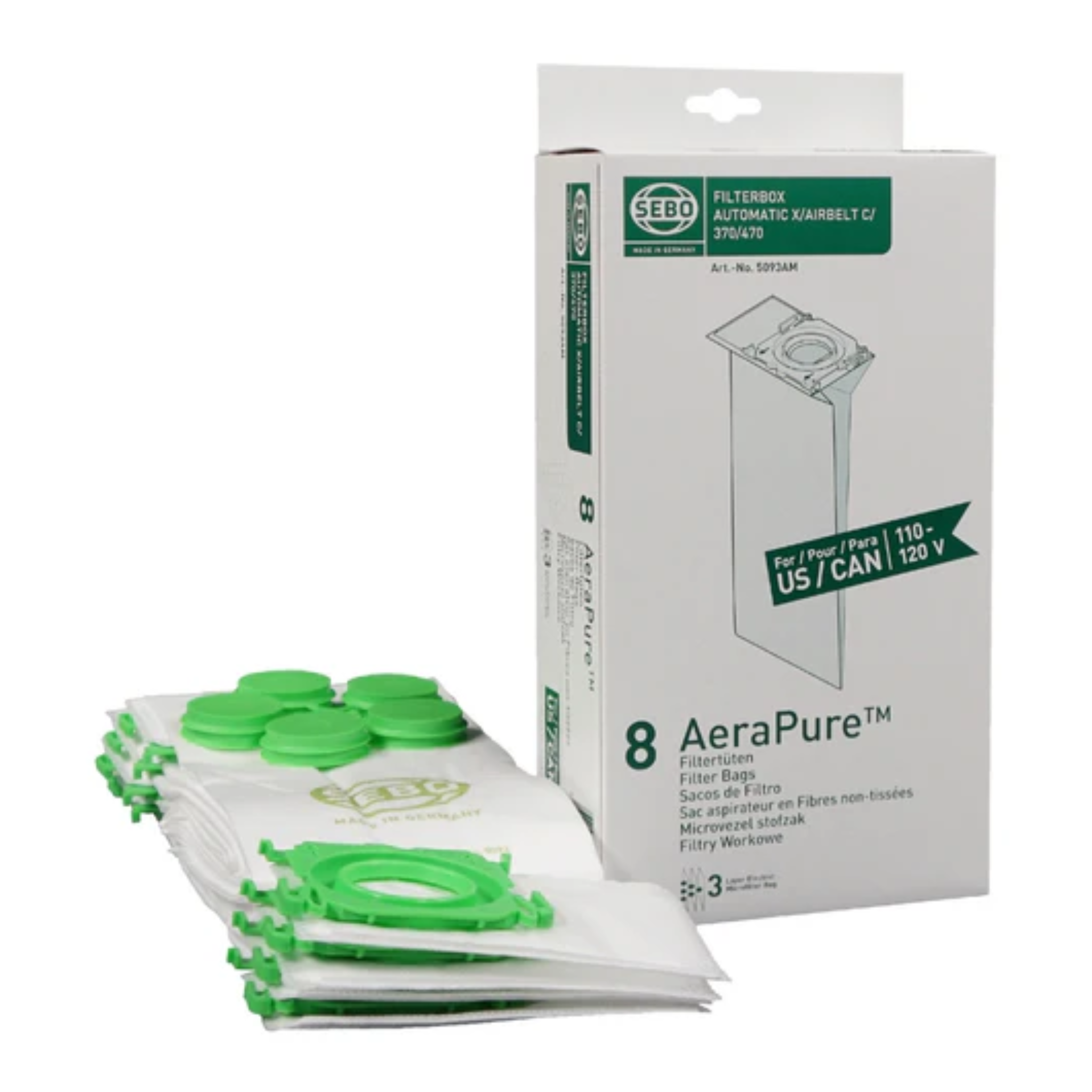 Sacs filtrants SEBO X, G, C et mécaniques AeraPure™