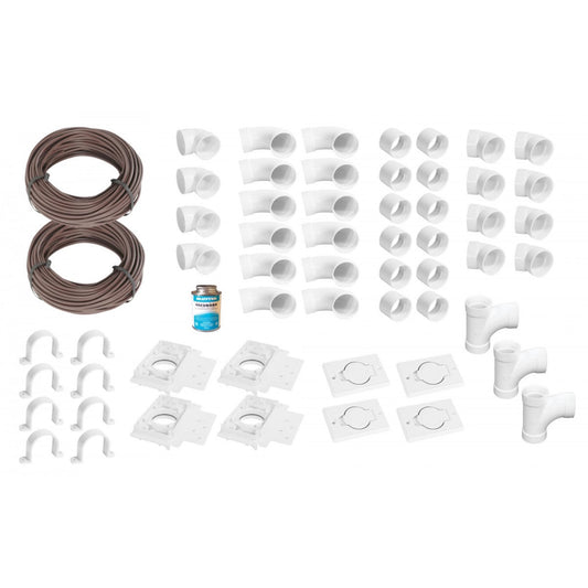 Installation kit for central vacuum cleaner - 4 outlets -