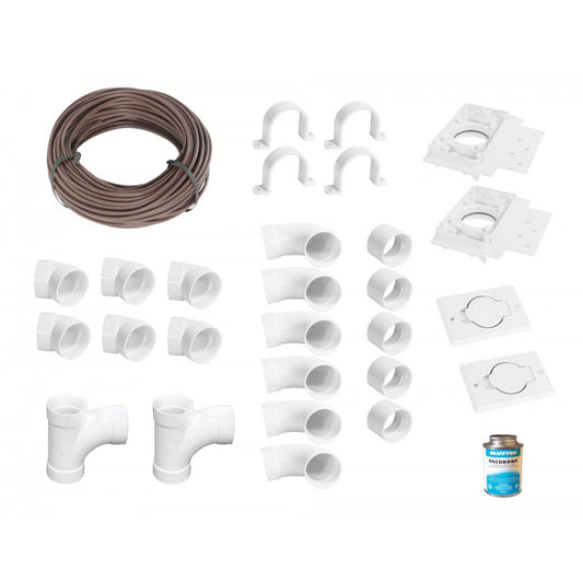 Installation kit for central vacuum cleaner - 2 outlets -